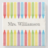 レインボーパーソナライズされたクライアンズ先生鑑賞 ストーンコースター (正面)