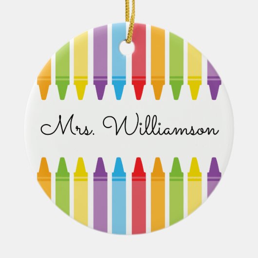 レインボーパーソナライズされたクライアンズ先生鑑賞 セラミックオーナメント (正面)