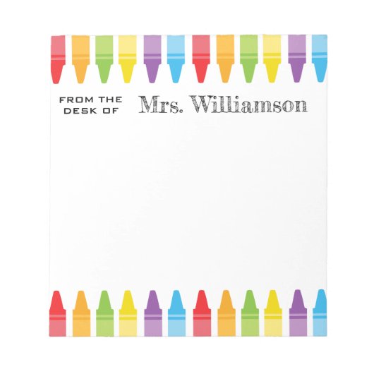 レインボーパーソナライズされたクライアンズ先生鑑賞 ノートパッド (正面)