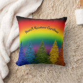 レインボーパーソナライズされたクリスマスツリー クッション (ブランケット)