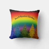 レインボーパーソナライズされたクリスマスツリー クッション (正面)