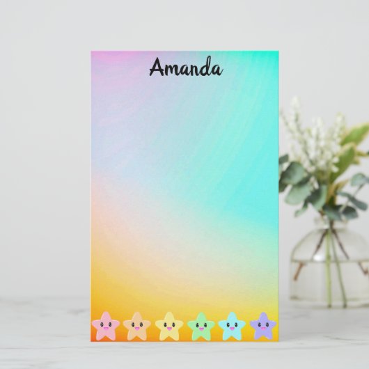 レインボーパーソナライズされたグラディエントリトルスターかわいい (スタンド正面)