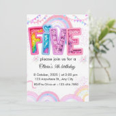 レインボーパーソナライズされたグリッター誕生日招待状 招待状 (スタンド正面)