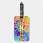 レインボーパーソナライズされたゴールデンメタリック荷物 ラゲッジタグ (裏面縦)