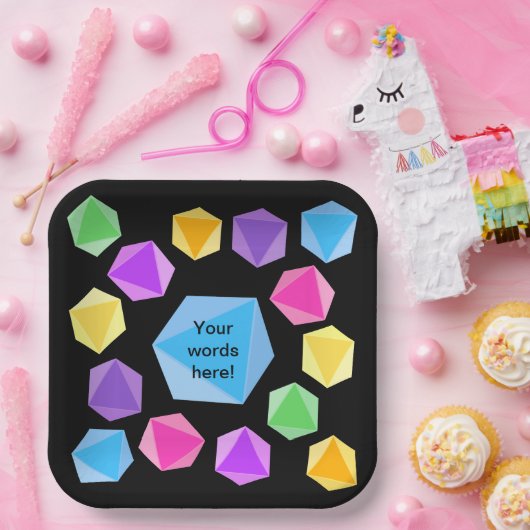 レインボーパーソナライズされたサイコロ ペーパープレート (パーティー)