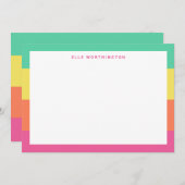 レインボーパーソナライズされたシャーベットカラーブロックストライプ サンキューカード (正面/裏面)