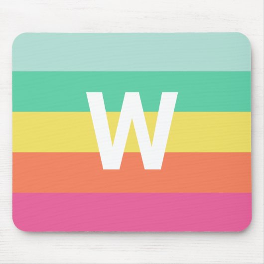 レインボーパーソナライズされたシャーベットカラーブロックストライプ マウスパッド (正面)