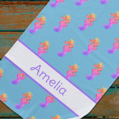 レインボーパーソナライズされたシーホースビーチタオル ビーチタオル