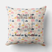 レインボーパーソナライズされたジオメトリック付きロンドンのスカイライン クッション (正面)