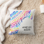 レインボーパーソナライズされたジャガーベッドルーム クッション (ブランケット)