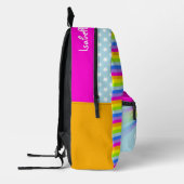 レインボーパーソナライズされたスカイブルーピンクのキッズスクール プリントバックパック (左)