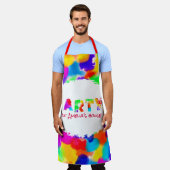 レインボーパーソナライズされたスプラッシュパーティー エプロン (着用した状態)