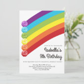 レインボーパーソナライズされたスライムをテーマにした誕生日パーティー 招待状 (スタンド正面)