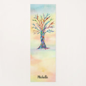 レインボーパーソナライズされたツリーの水彩 ヨガマット (正面)