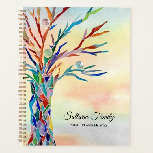 レインボーパーソナライズされたツリー2022ファミリーミール プランナー手帳 (正面)