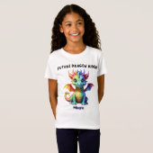 レインボーパーソナライズされたドラゴン Tシャツ (正面フル)