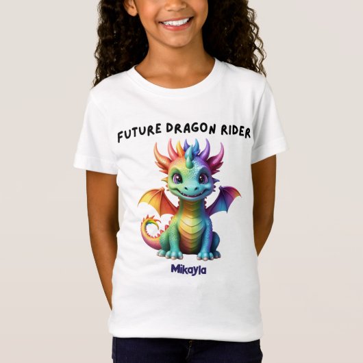 レインボーパーソナライズされたドラゴン Tシャツ (正面)