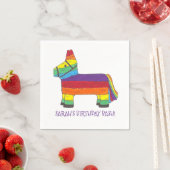 レインボーパーソナライズされたドンキーピニャタバースデーパーティー スタンダードカクテルナプキン (インサイチュ)