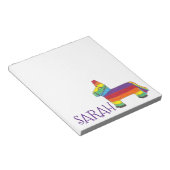 レインボーパーソナライズされたドンキーピニャタバースデーパーティー ノートパッド (アングル)