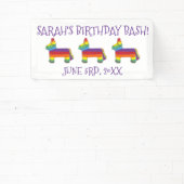 レインボーパーソナライズされたドンキーピニャタバースデーパーティー 横断幕 (インサイチュ)