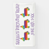 レインボーパーソナライズされたドンキーピニャタバースデーパーティー 横断幕 (縦)