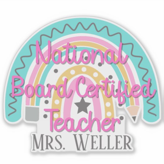 レインボーパーソナライズされたナショナルボード先生 シール (正面)