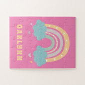 レインボーパーソナライズされたネームガールズ ジグソーパズル (横)