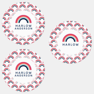 レインボーパーソナライズされたネームモダンスクール ラベル
