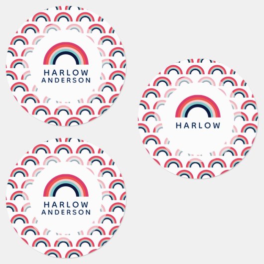 レインボーパーソナライズされたネームモダンスクール ラベル (グループ)