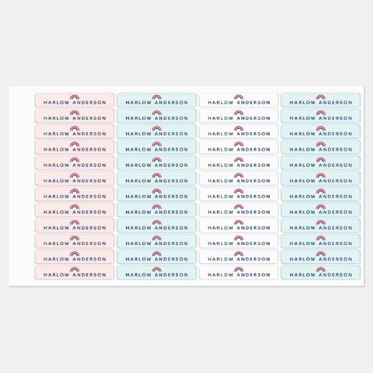 レインボーパーソナライズされたネーム学校防水モダン ラベル (シート)