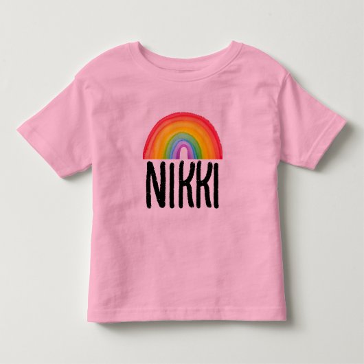 レインボーパーソナライズされたネームTODDLERS Tシャツ (正面)
