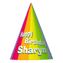 レインボーパーソナライズされたハッピーバースデー名帽子 パーティーハット