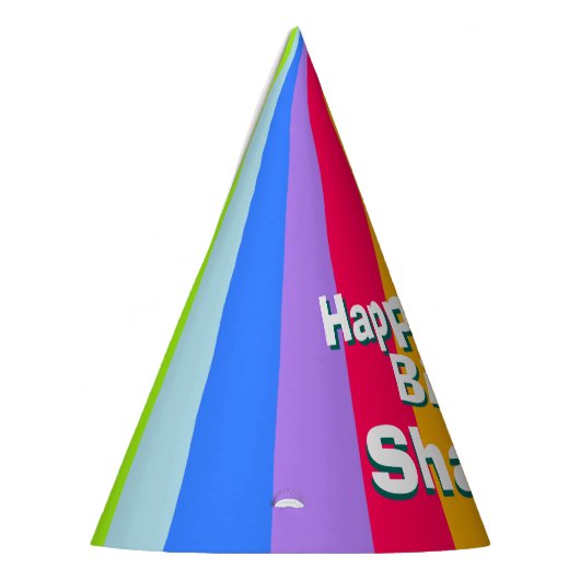 レインボーパーソナライズされたハッピーバースデー名帽子 パーティーハット (左)
