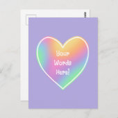 レインボーパーソナライズされたハートはがき ポストカード (正面/裏面)