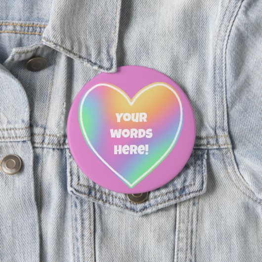 レインボーパーソナライズされたハート 缶バッジ (インサイチュ)