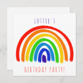 レインボーパーソナライズされたパーティの招待状 招待状 (正面/裏面)