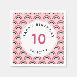 レインボーパーソナライズされたパーティー名エージピンクブルー スタンダードカクテルナプキン