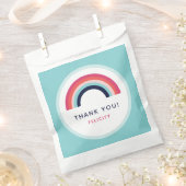 レインボーパーソナライズされたパーティー名エージピンクブルー フェイバーバッグ (クリップ留めされた状態)