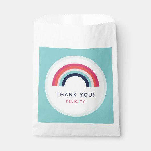 レインボーパーソナライズされたパーティー名エージピンクブルー フェイバーバッグ (正面)