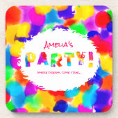 レインボーパーソナライズされたパーティー コースター (正面)