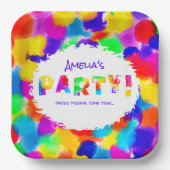 レインボーパーソナライズされたパーティー ペーパープレート (正面)