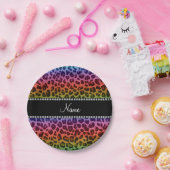 レインボーパーソナライズされたヒョウの模様 ペーパープレート (パーティー)