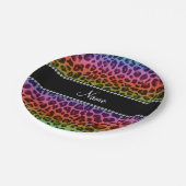 レインボーパーソナライズされたヒョウの模様 ペーパープレート (アングル)