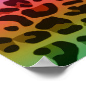 レインボーパーソナライズされたヒョウの模様 ポスター (角)