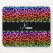 レインボーパーソナライズされたヒョウの模様 マウスパッド (正面)