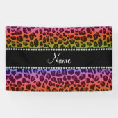 レインボーパーソナライズされたヒョウの模様 横断幕 (横)