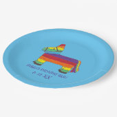 レインボーパーソナライズされたピアナタドンキーバースデーパーティー ペーパープレート (アングル)