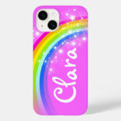 レインボーパーソナライズされたピンクの空と星を呼ぶ Case-Mate iPhoneケース (裏面)