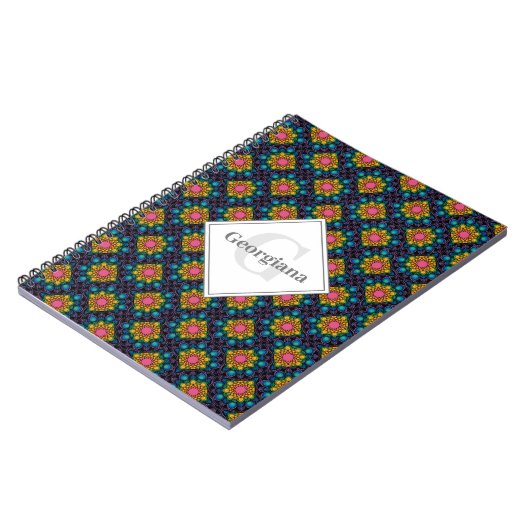 レインボーパーソナライズされたフローラ噴水アールデコファン ノートブック (左側)