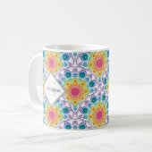 レインボーパーソナライズされたフローラ噴水アールデコ コーヒーマグカップ (正面左)